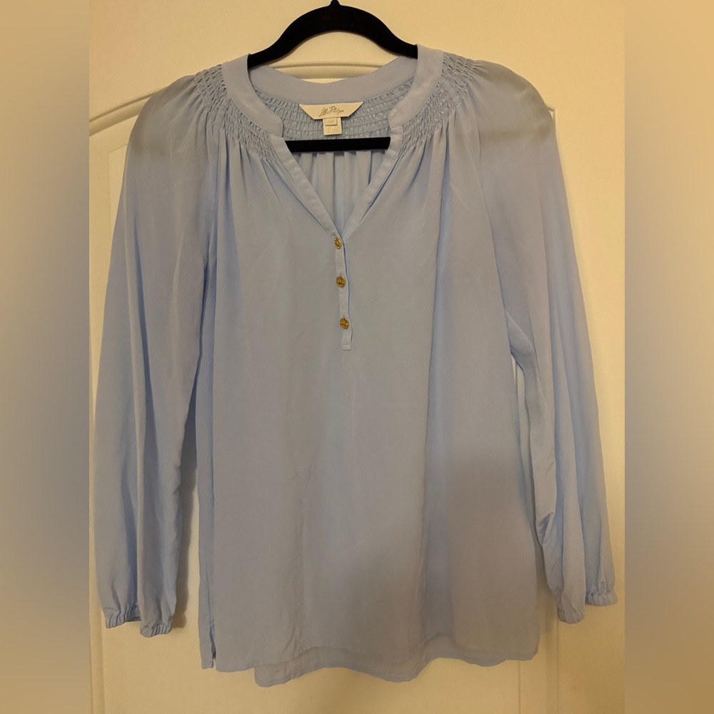 Lilly Pulitzer Long Sleeve Elsa blouse in Bluette